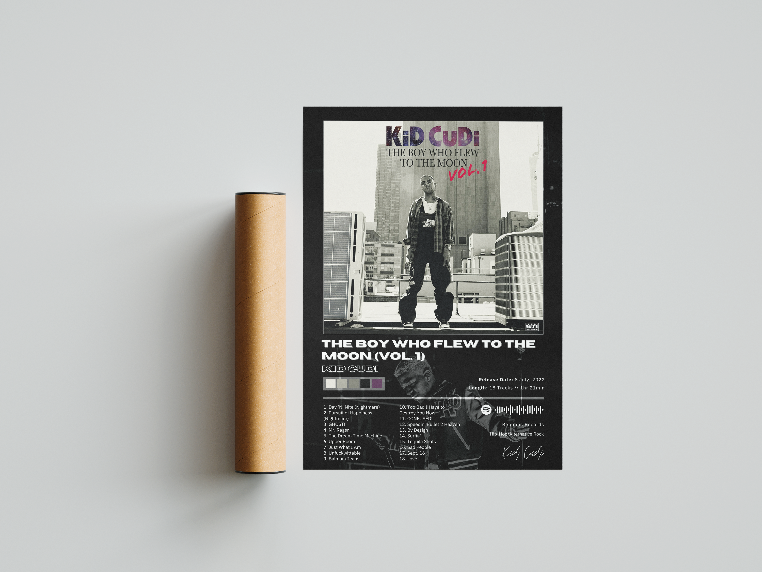 Kid Cudi 'The Boy Who Flew To The Moon (Vol. 1)' Album Poster | Hype Posters