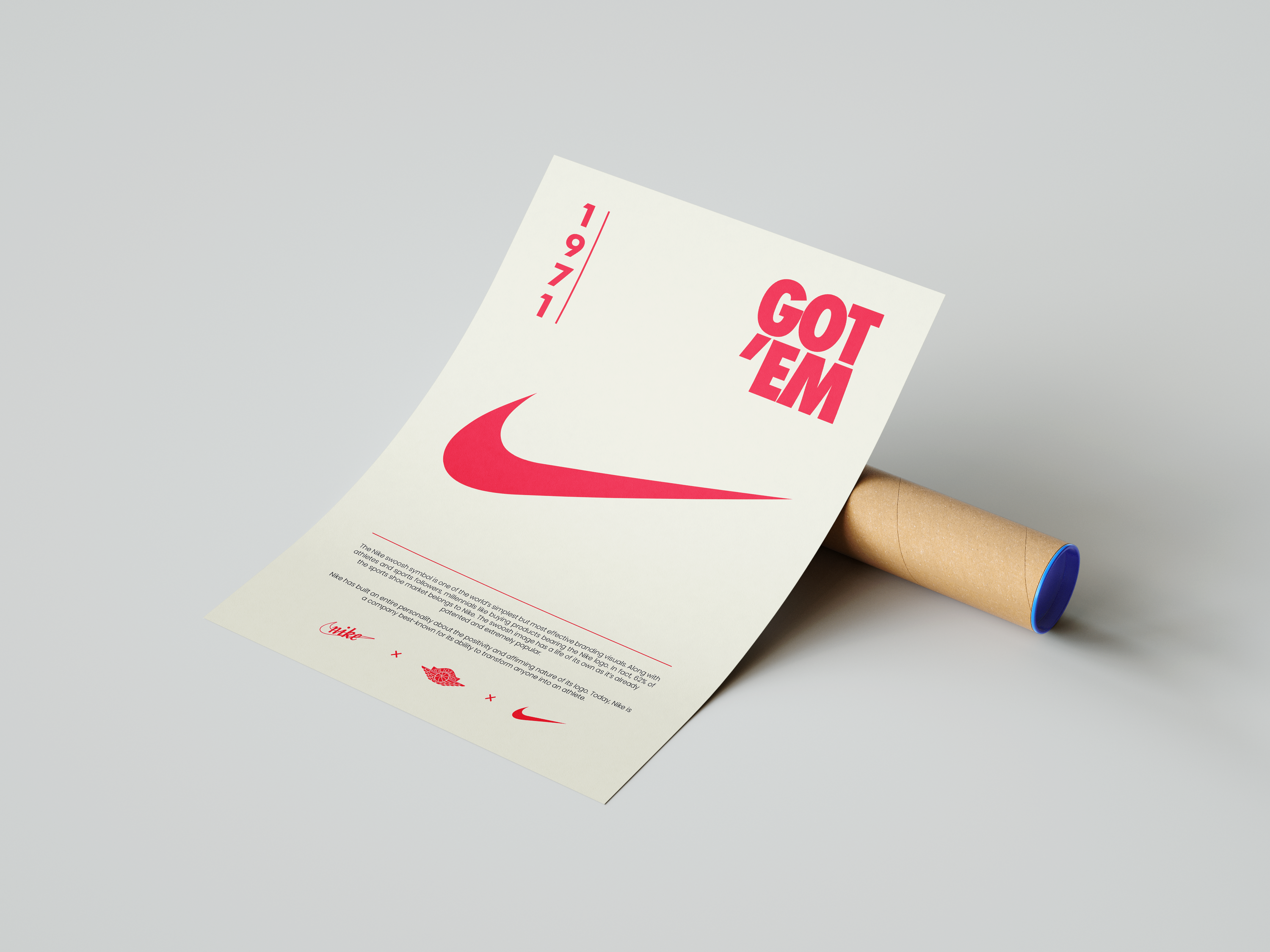 Nike Origins Red Beige Poster | Hype Posters