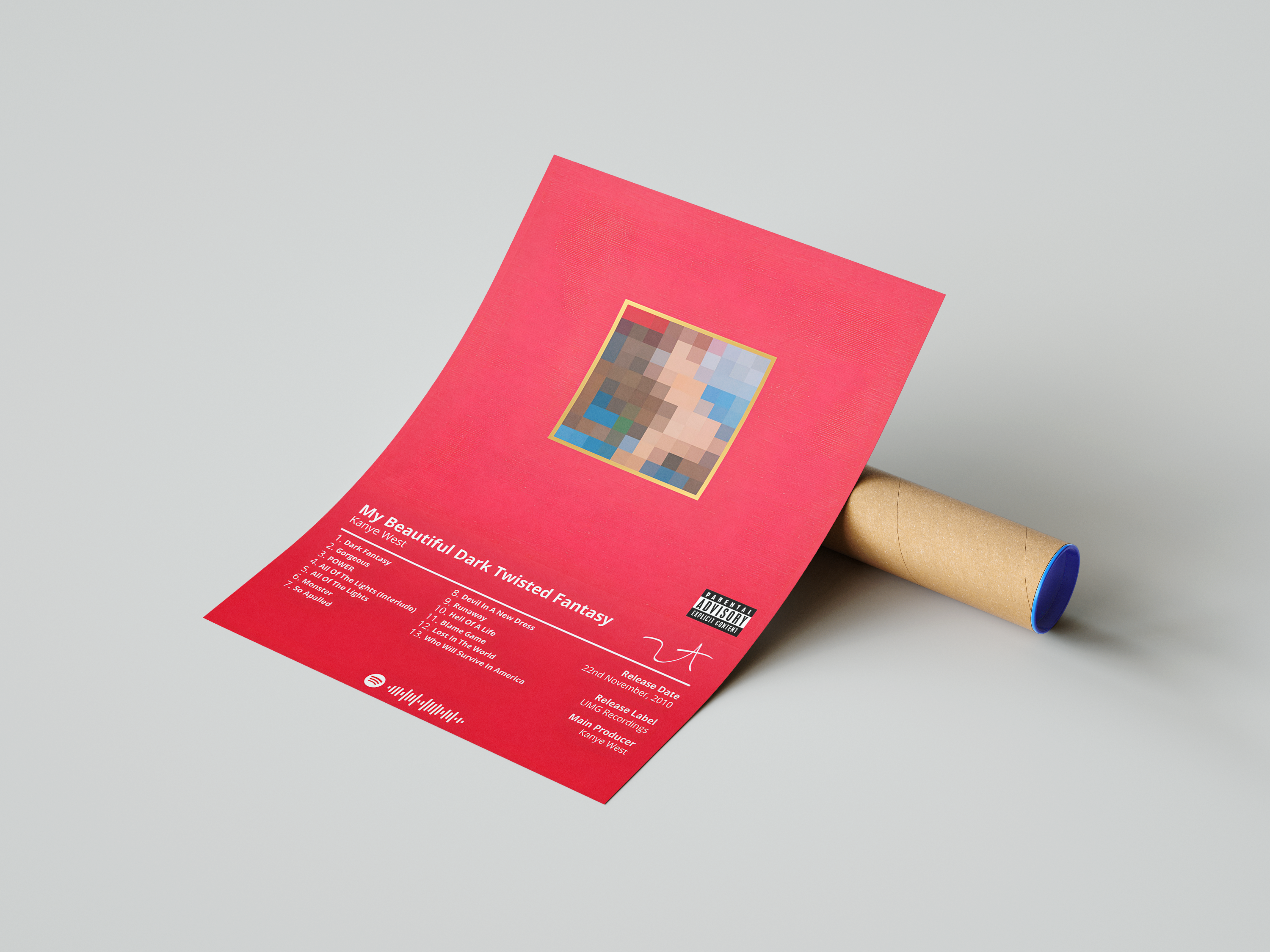 Kanye West 'My Beautiful Dark Twisted Fantasy' Album Poster | Hype Posters