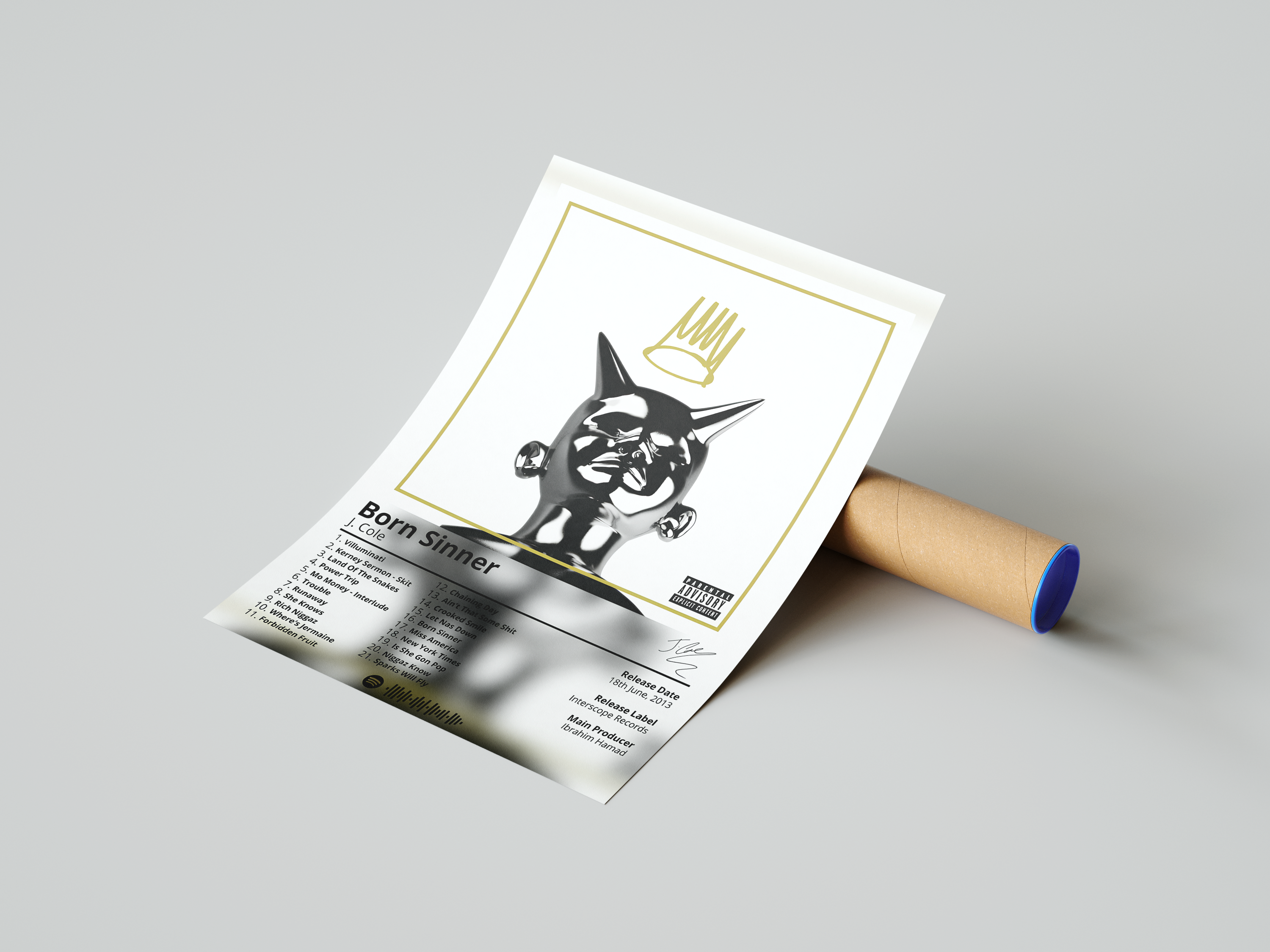 J Cole 'Born Sinner' Album Poster | Hype Posters