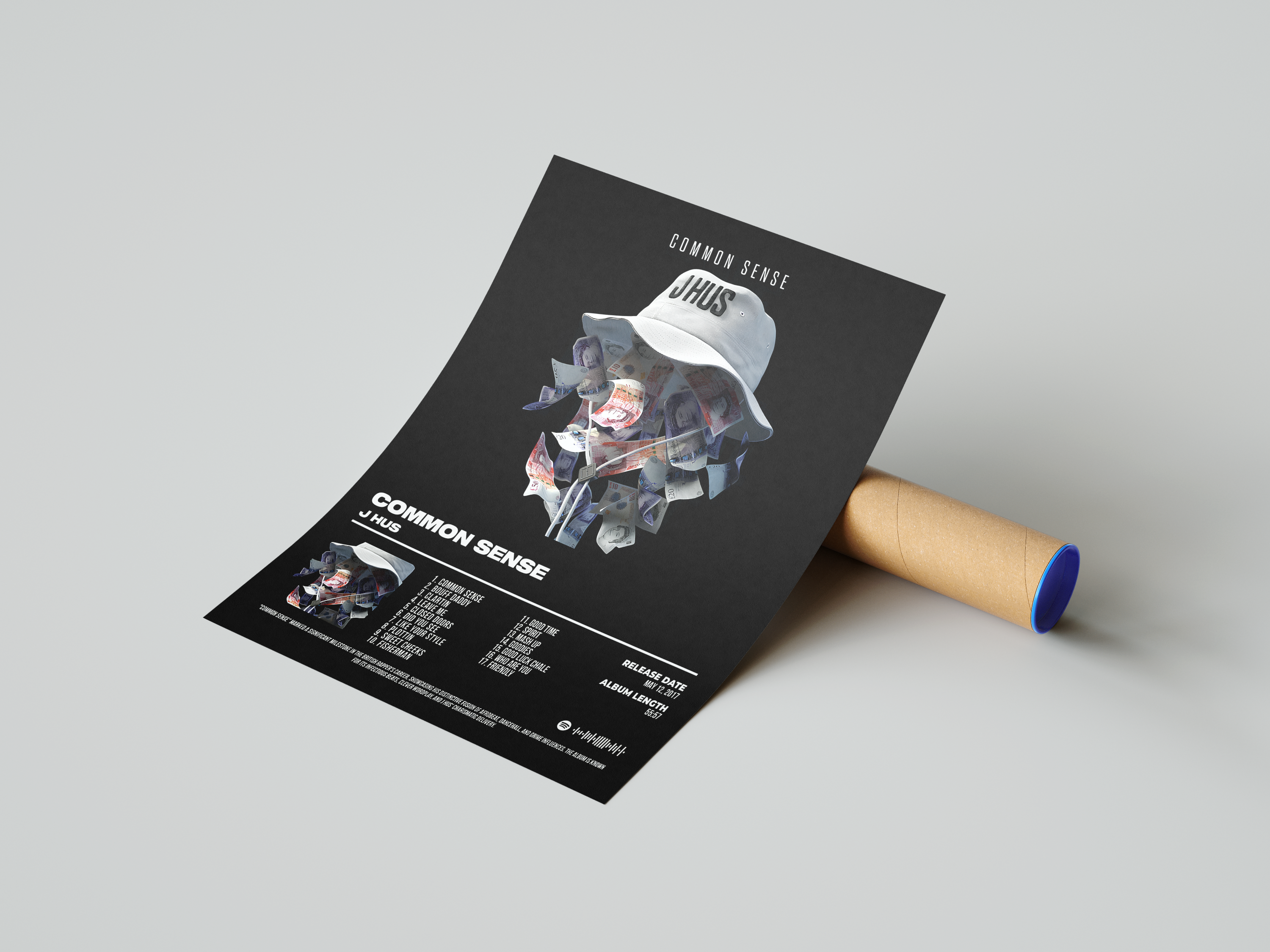 J Hus - "Common Sense" Album Poster | Hype Posters