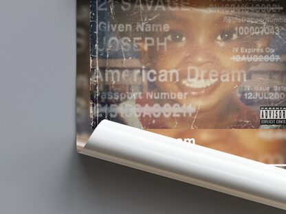 21 Savage 'american dream' Album Poster | Hype Posters