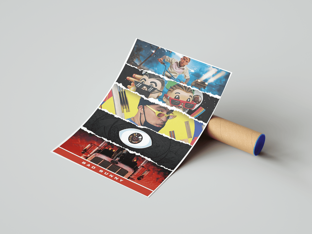 Bad Bunny Album Montage Poster - Posters, Prints & Wall Art | HYPE Posters