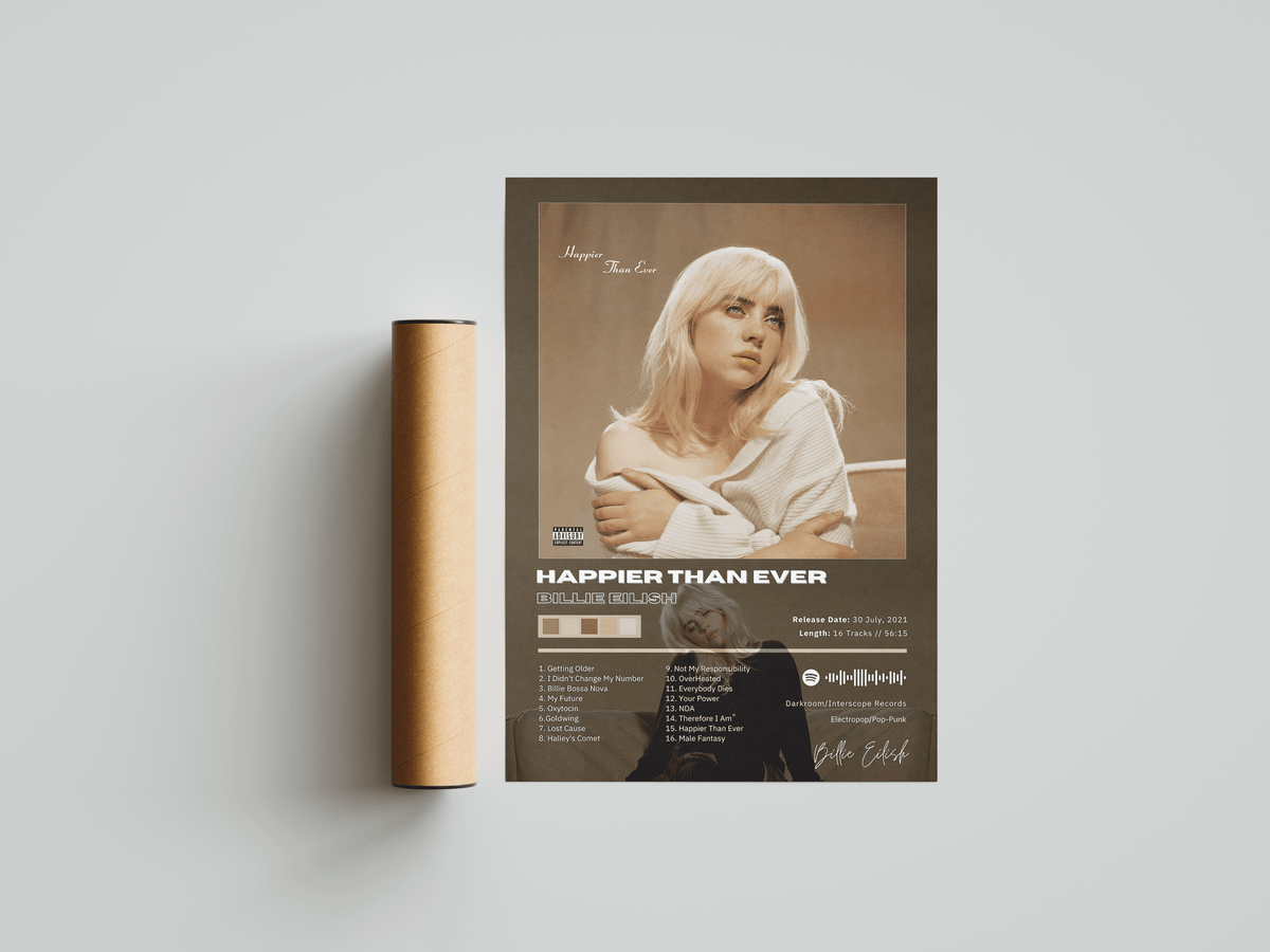 Billie Eilish 'Happier Than Ever' Album Poster - Posters, Prints & Wall Art | HYPE Posters