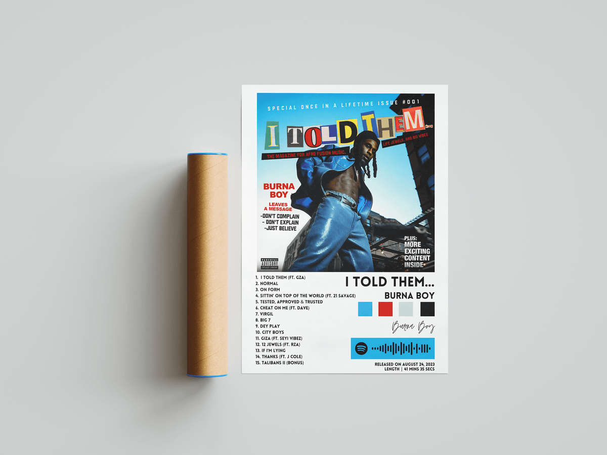 Burna Boy 'I Told Them' Album Poster - Posters, Prints & Wall Art | HYPE Posters