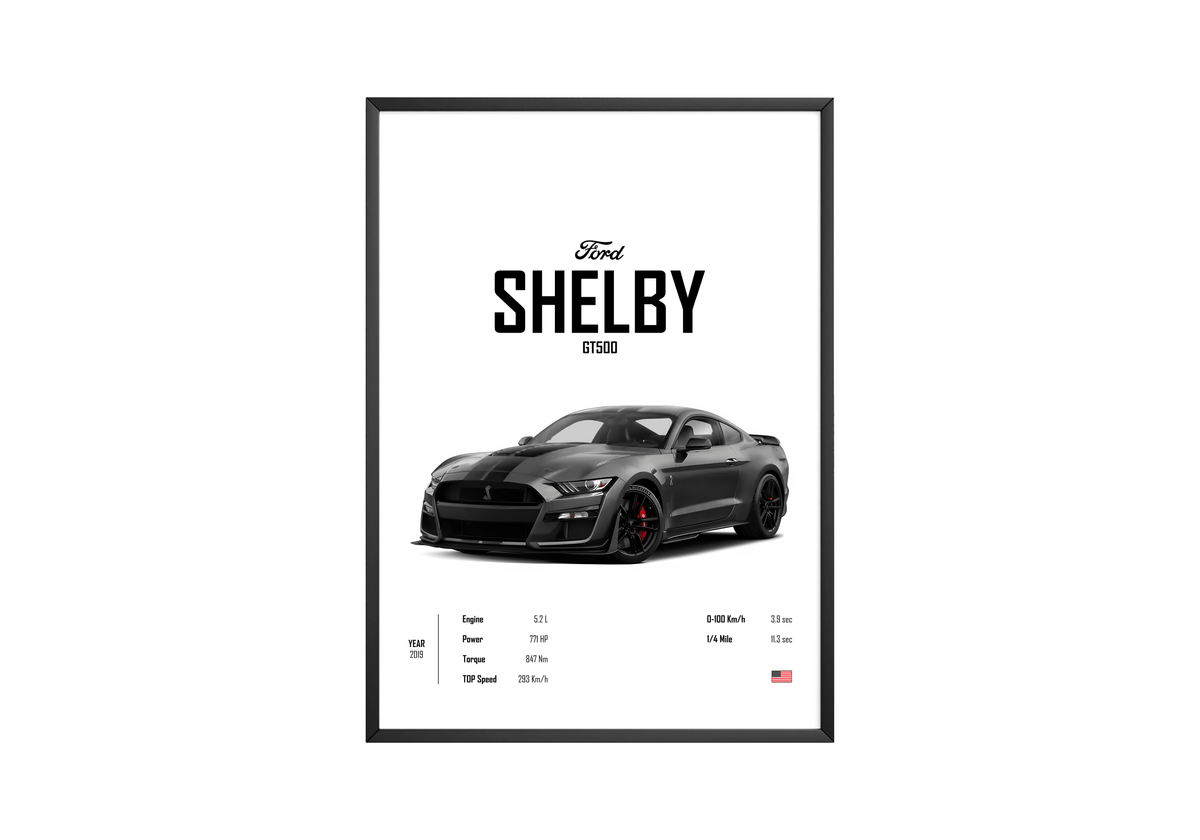 Ford Shelby GT500 'CORE' Car Poster - Posters, Prints & Wall Art | HYPE Posters
