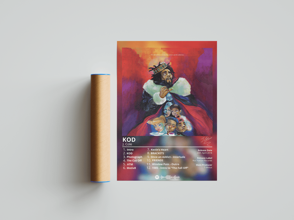 J Cole 'KOD' Album Poster - Posters, Prints & Wall Art | HYPE Posters