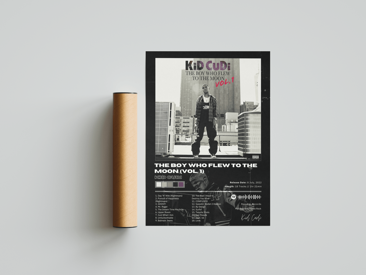 Kid Cudi 'The Boy Who Flew To The Moon (Vol. 1)' Album Poster - Posters, Prints & Wall Art | HYPE Posters