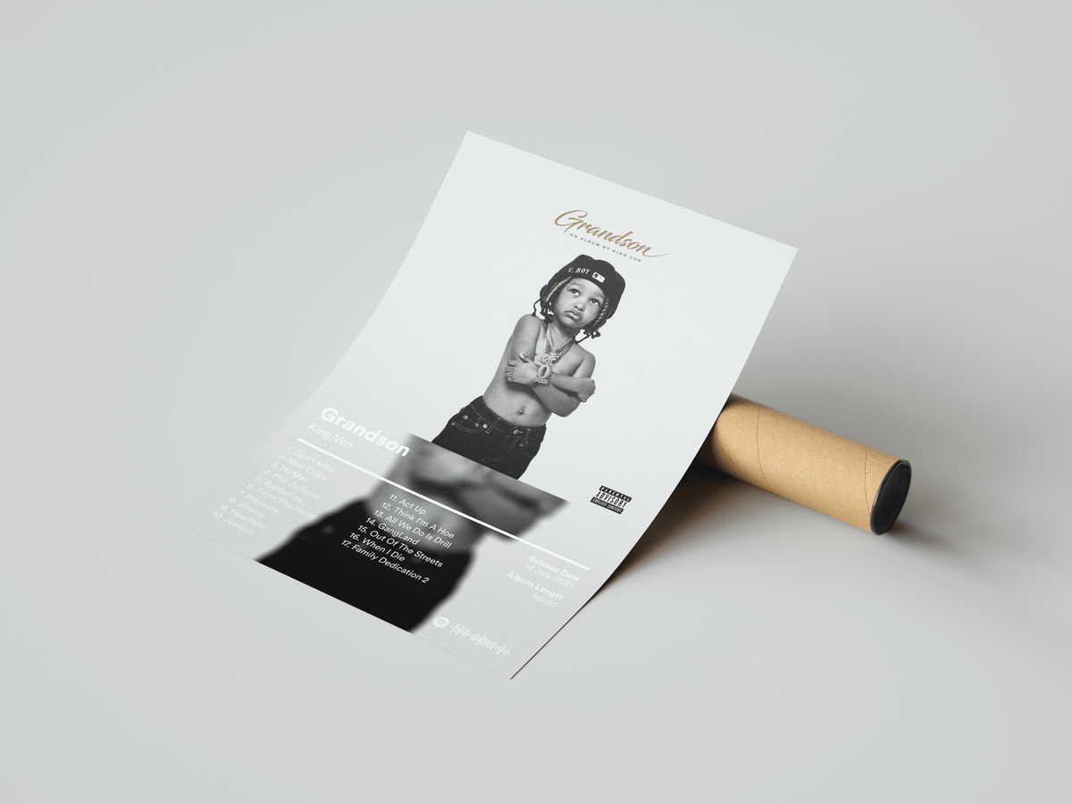King Von 'Grandson' Album Poster - Posters, Prints & Wall Art | HYPE Posters