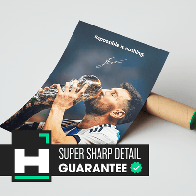 Messi 'Impossible Is Nothing' Poster - Posters, Prints & Wall Art | HYPE Posters