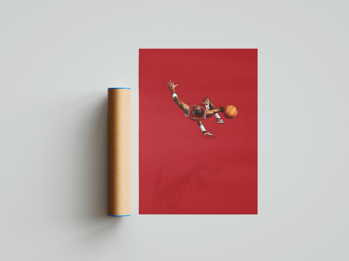 Michael Jordan Red Minimalist Poster - Posters, Prints & Wall Art | HYPE Posters