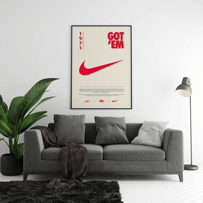 Nike Origins Red Beige Poster - Posters, Prints & Wall Art | HYPE Posters