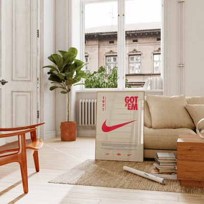 Nike Origins Red Beige Poster - Posters, Prints & Wall Art | HYPE Posters