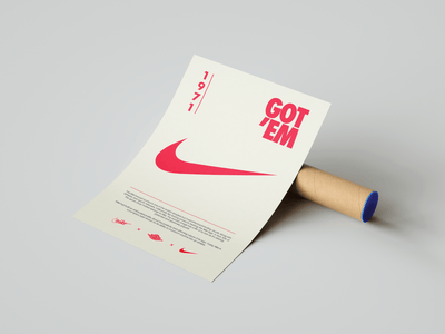 Nike Origins Red Beige Poster - Posters, Prints & Wall Art | HYPE Posters