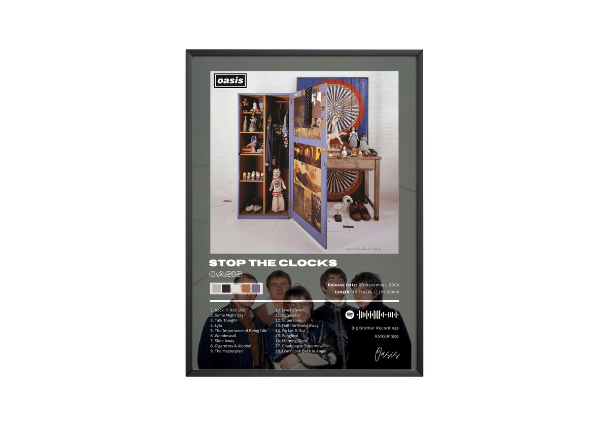 Oasis 'Stop The Clocks' Album Poster - Posters, Prints & Wall Art | HYPE Posters