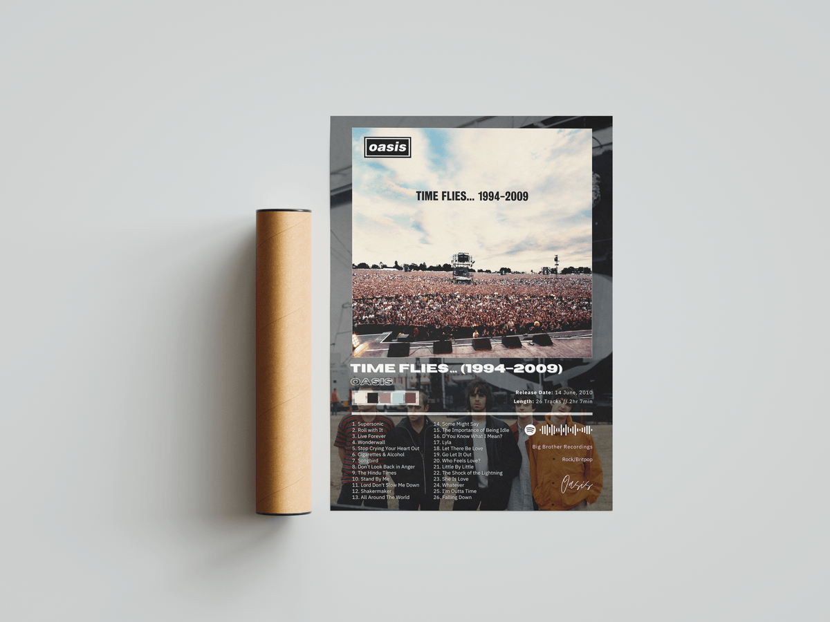 Oasis 'Time Flies...1994-2009' Album Poster - Posters, Prints & Wall Art | HYPE Posters