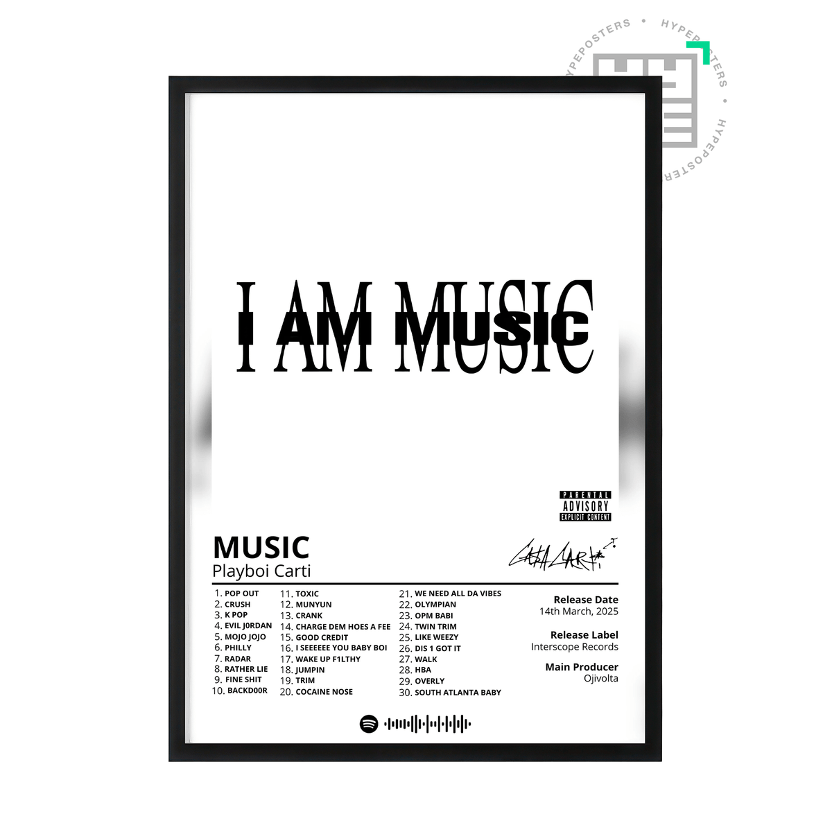 Playboi Carti 'MUSIC' Album Poster - Posters, Prints & Wall Art | HYPE Posters
